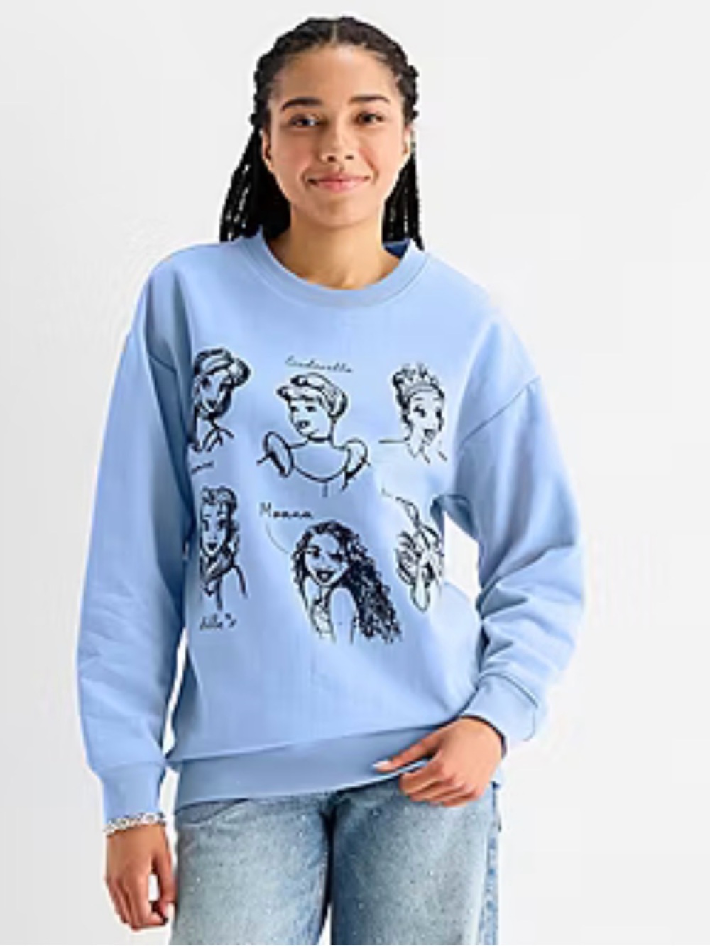 Disney Light Blue princess Crewneck Sweatshirt